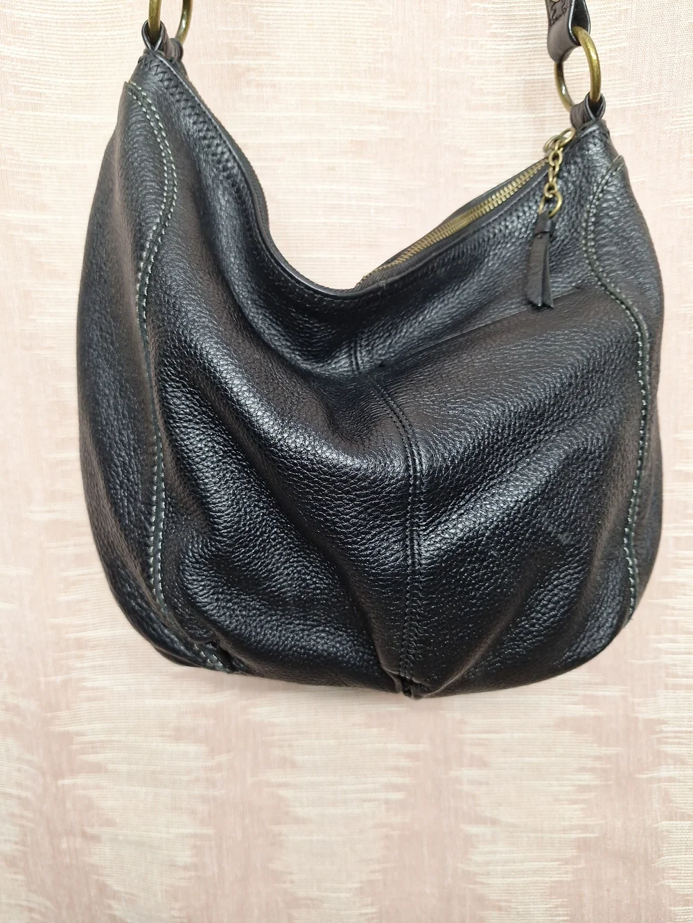 The Sak Black Pebbled Leather Hobo Shoulder Bag